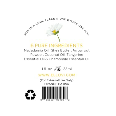 Ellovi All-Natural Body Butter - Blossom - Pure Enough to Eat - Made With Just 6 Vegan Ingredients - Ultra-Rich 100% Plant-Based Hydrating Moisturizer For Naturally Healthy Skin (1 fl. oz/33ml)